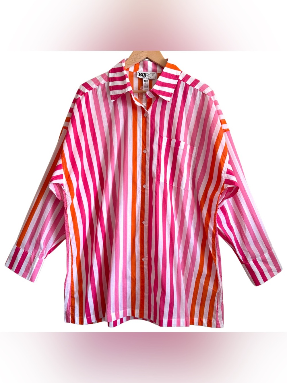 Beach Riot Cotton Oversized Lightweight Striped Alexa Beach Coverup Shirt Sz L/P - Picture 3 of 12